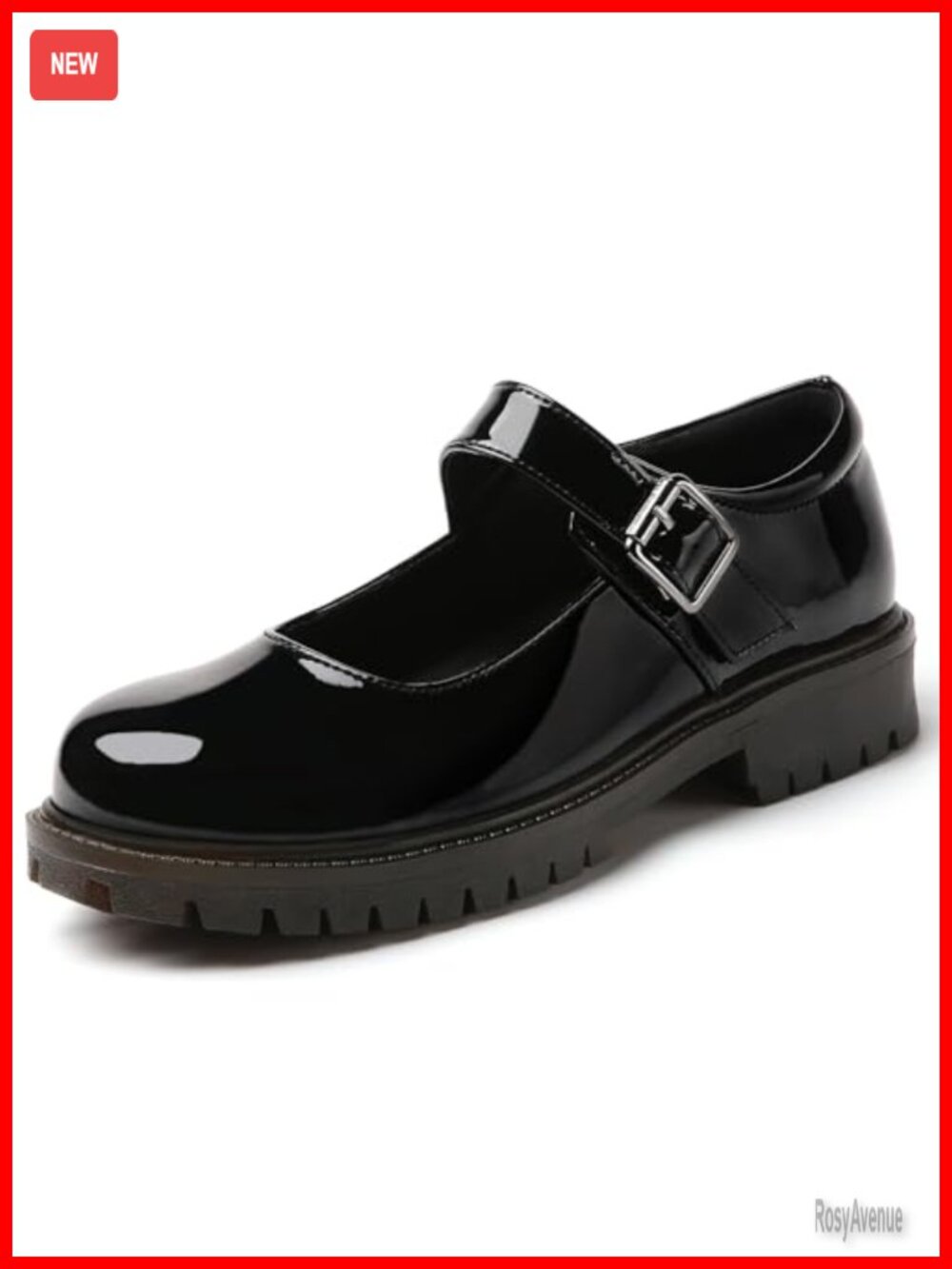 Women's Mary Jane Platform Flats Chunky Leather Oxford Shoes Hook and Loop